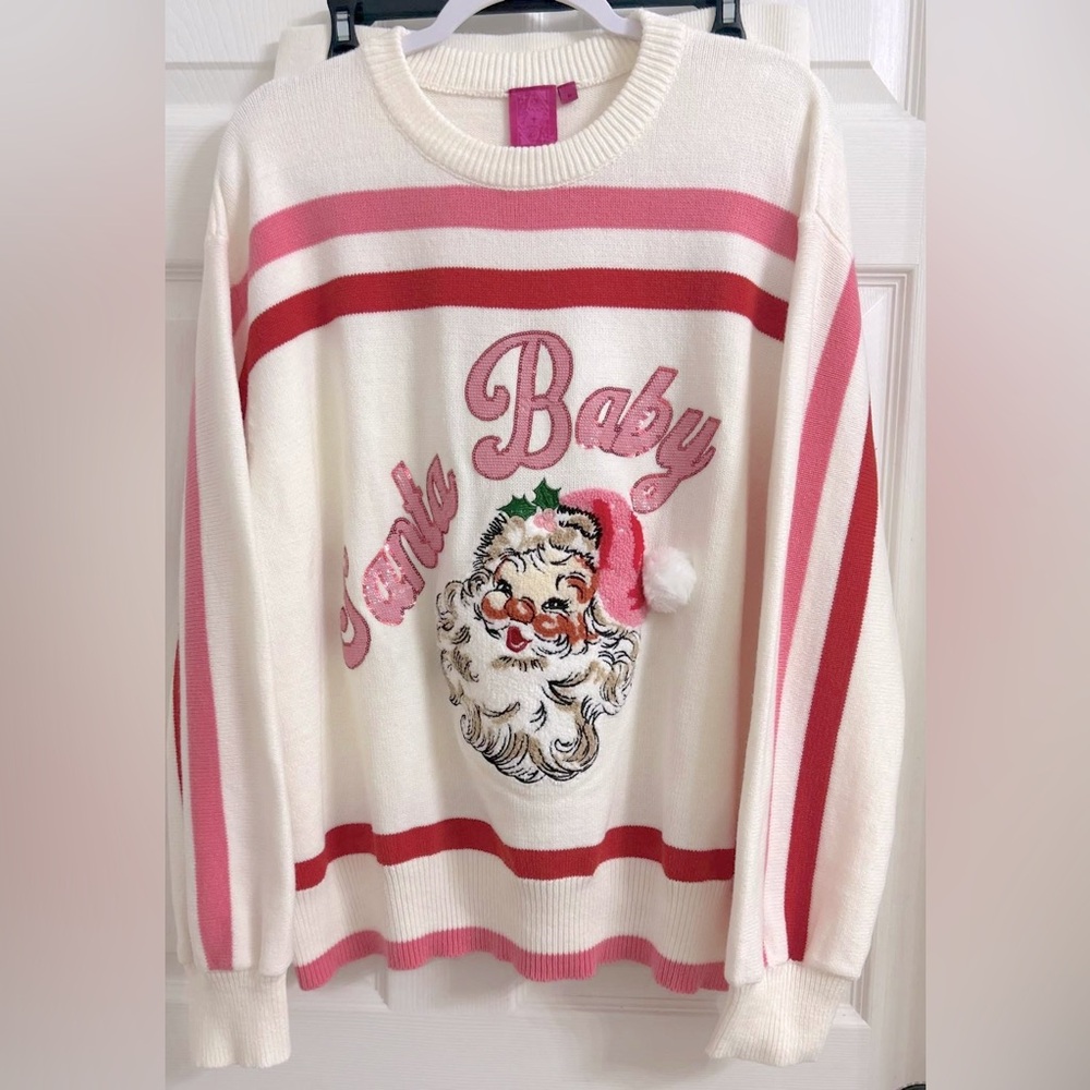 Queen of Sparkles Vintage Santa Baby Sweater and Skirt Set